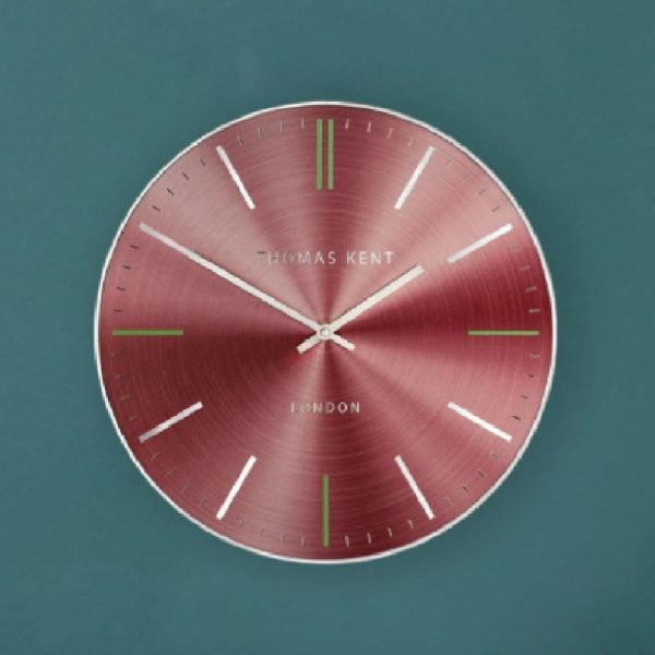 Bowie Metal Round Wall Clock In Ruby | Bed Sava