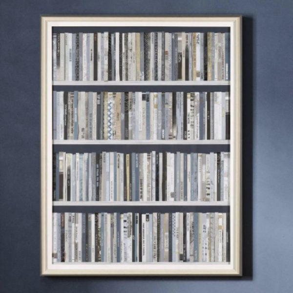Bozeman Wooden Bookshelf Wall Art In Cream And Grey Frame | Bed Sava