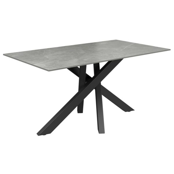 Brandon Ceramic Rectangular Dining Table In Matte Grey | Bed Sava