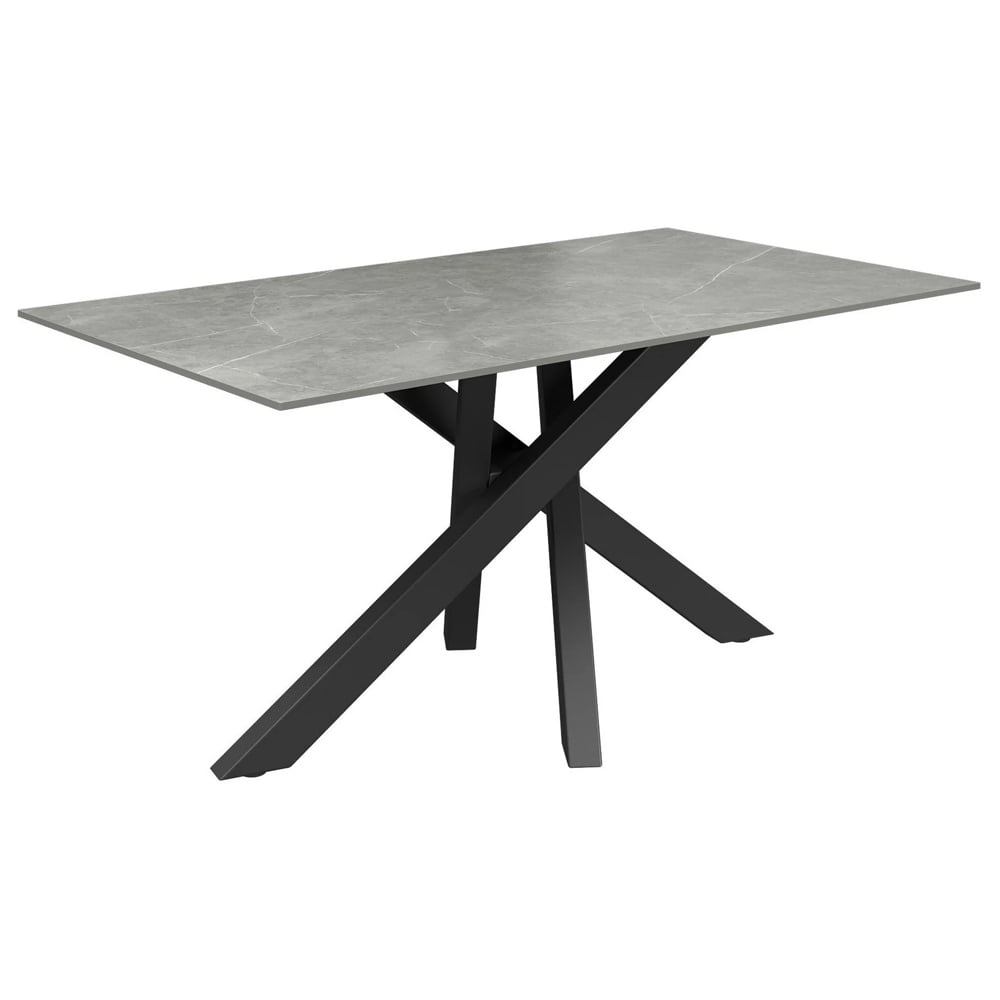 Brandon Ceramic Rectangular Dining Table In Matte Grey