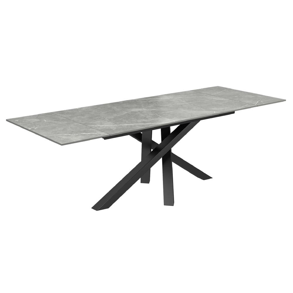 Brandon Large Ceramic Glass Extending Dining Table In Matte Grey