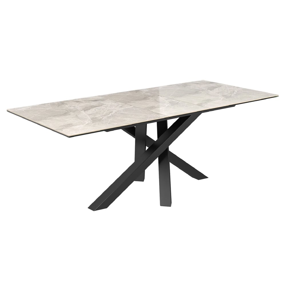 Brandon Small Ceramic Glass Extending Dining Table In Light Grey