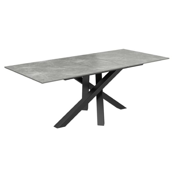 Brandon Small Ceramic Glass Extending Dining Table In Matte Grey | Bed Sava