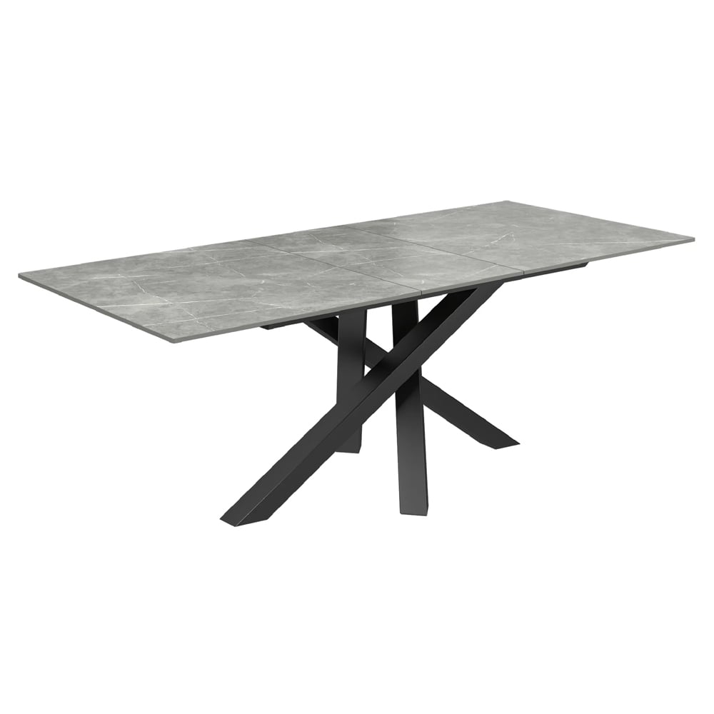 Brandon Small Ceramic Glass Extending Dining Table In Matte Grey