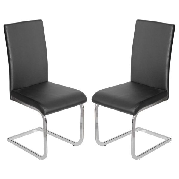 Breccia Black PU Leather Dining Chairs In Pair | Bed Sava