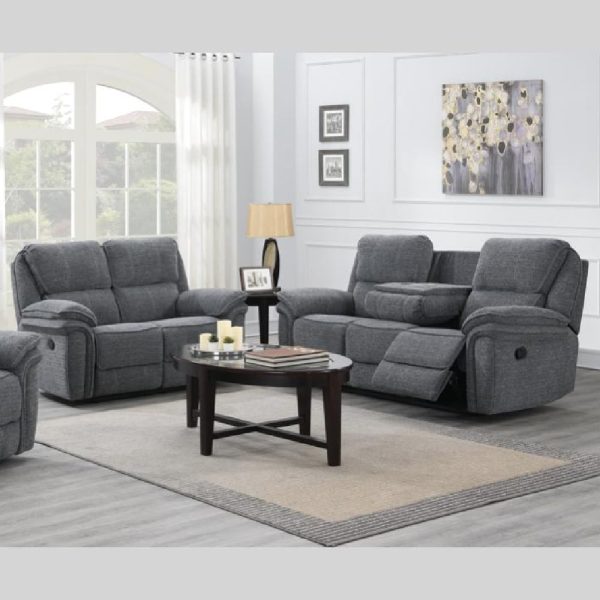 Brela Fabric Recliner 3+2 Seater Sofa Set In Dark Grey | Bed Sava