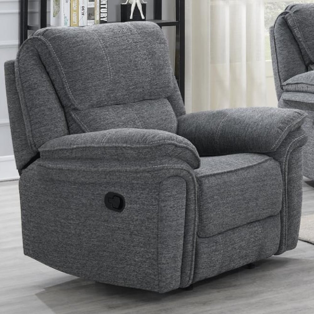 Brela Fabric Recliner 1 Seater Sofa In Dark Grey