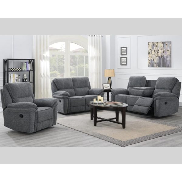 Brela Fabric Recliner Sofa Suite In Grey | Bed Sava