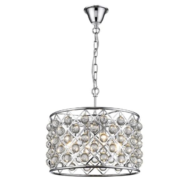 Brent 4 Light Crystal Droplets Pendant Light In Chrome | Bed Sava