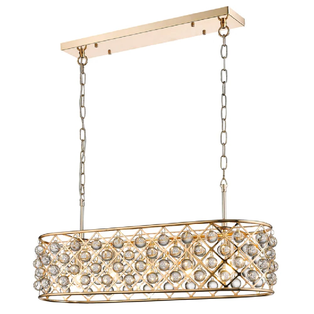Brent 5 Light Crystal Droplets Pendant Light In Gold