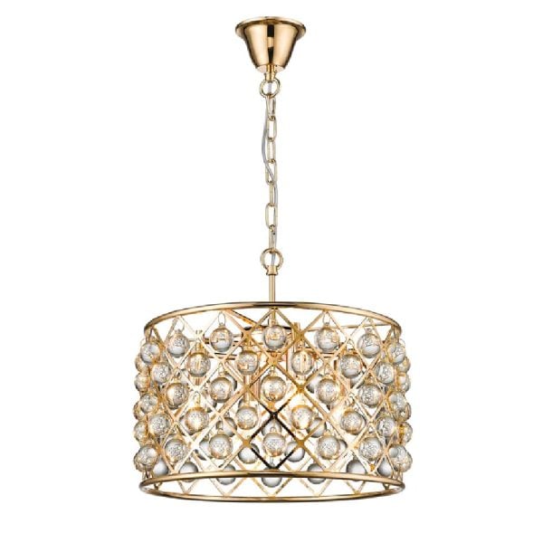 Brent 4 Light Crystal Droplets Pendant Light In Gold | Bed Sava