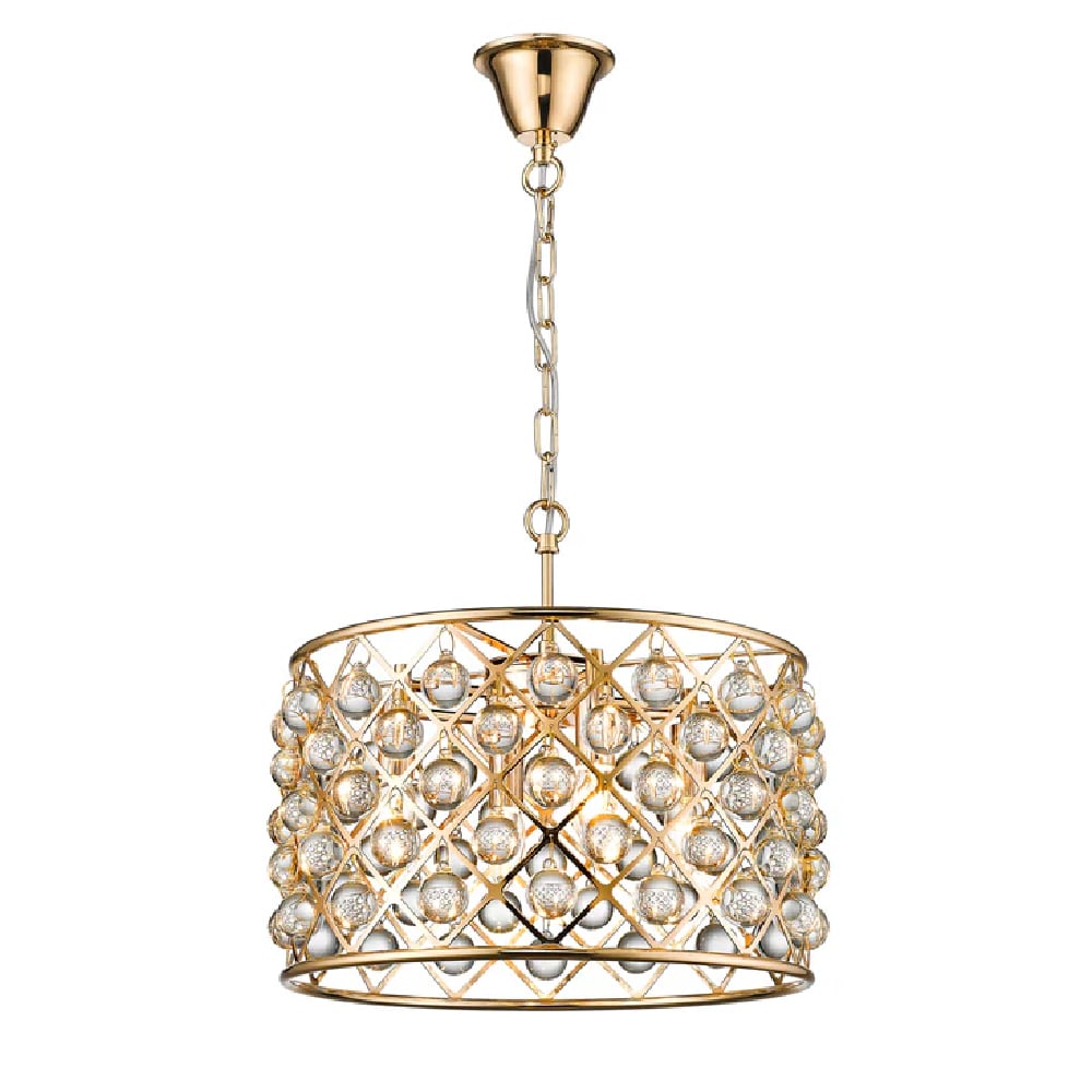 Brent 4 Light Crystal Droplets Pendant Light In Gold