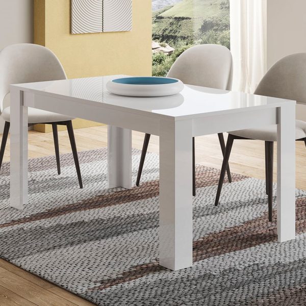 Breta High Gloss Dining Table Small In White | Bed Sava
