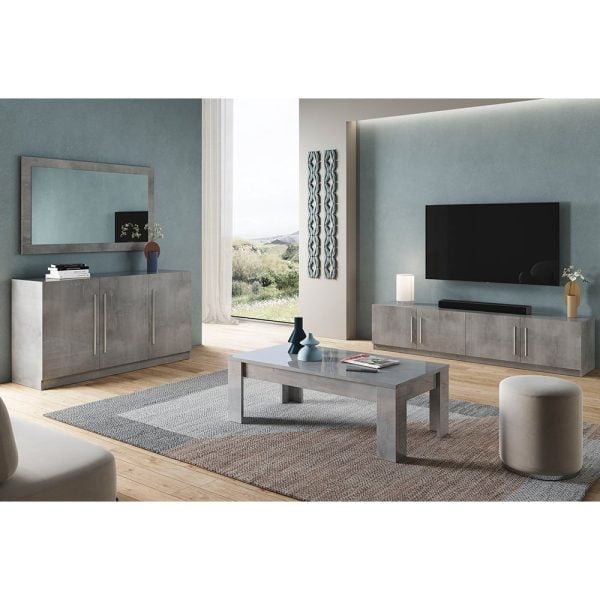 Breta Living Room Set With Sideboard In Grey Marble Effect | Bed Sava