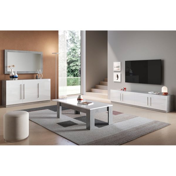 Breta Living Room Set With Sideboard In White And Grey Effect | Bed Sava