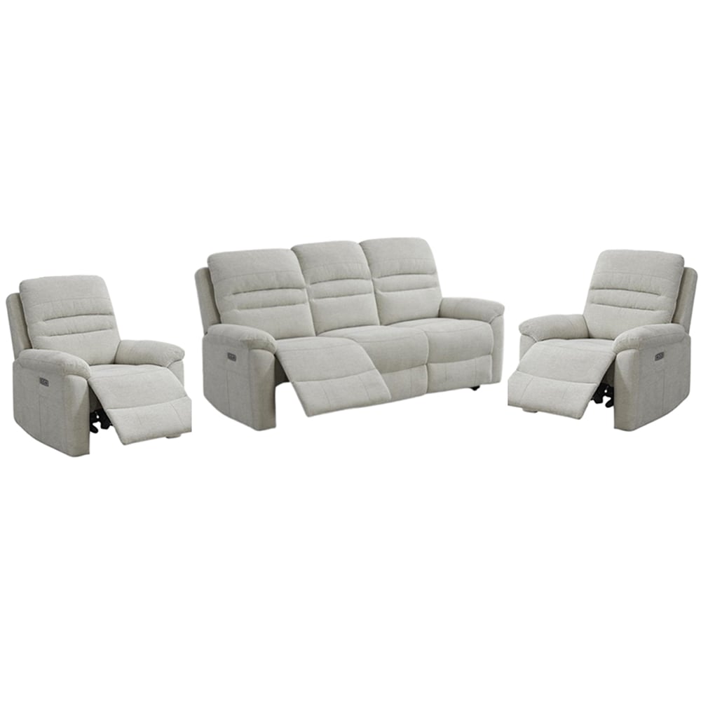 Brielle Fabric Electric Recliner 3+1+1 Seater Sofa Set In Beige