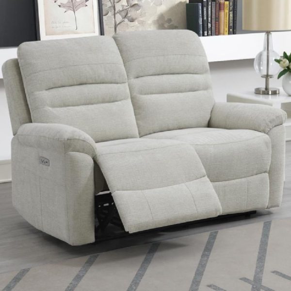 Brielle Fabric Electric Recliner 2 Seater Sofa In Beige | Bed Sava