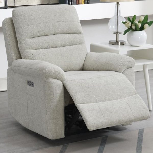 Brielle Fabric Electric Recliner 1 Seater Sofa In Beige | Bed Sava