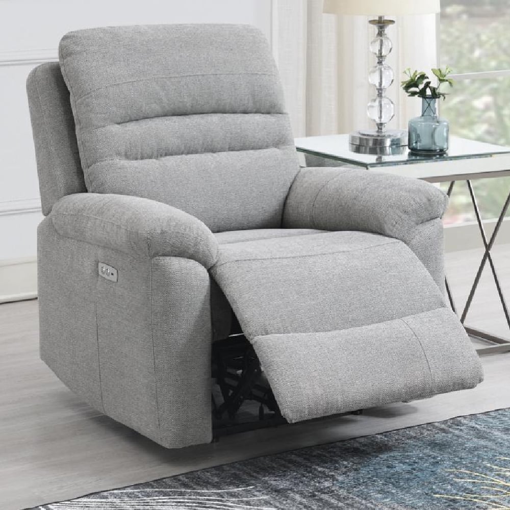 Brielle Fabric Electric Recliner 1 Seater Sofa In Grey