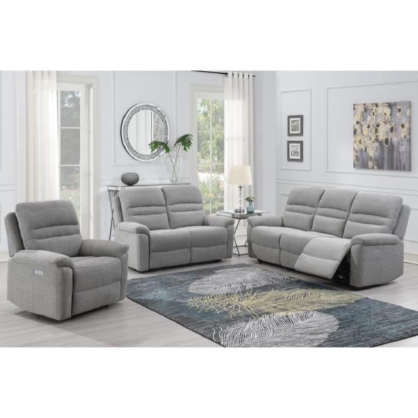 Brielle Fabric Electric Recliner Sofa Suite In Grey | Bed Sava