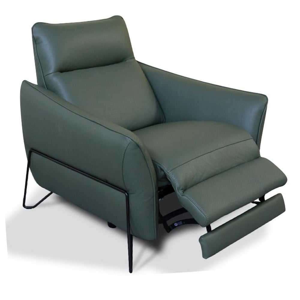Brixen Leather Electric Recliner Chair In Green