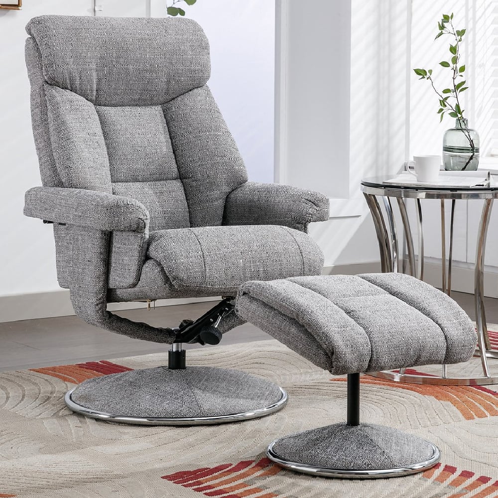 Brixton Fabric Recliner Chair With Stool In Lisbon Rock