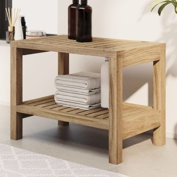 Brixton Wooden Bathroom Side Table In Teak | Bed Sava