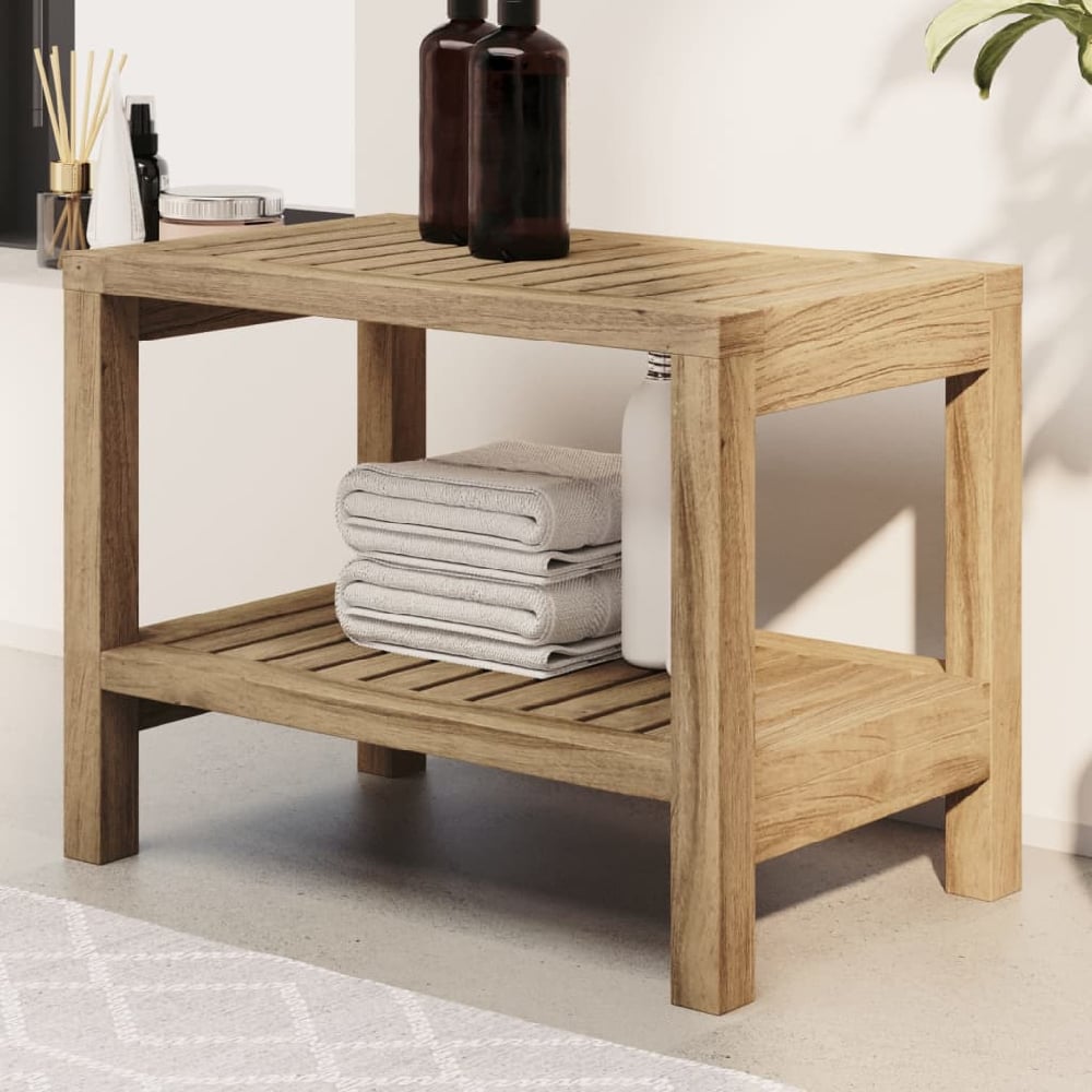 Brixton Wooden Bathroom Side Table In Teak