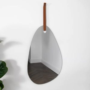 Bronx Pebble Shaped Wall Mirror With Leather Strap | Bed Sava