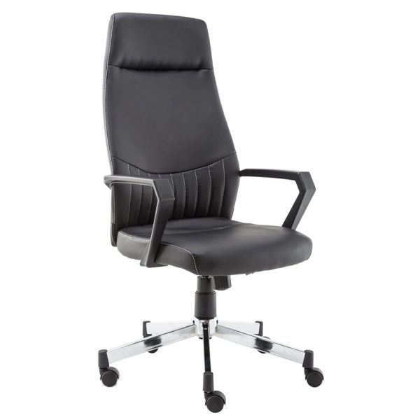 Brook High Back Faux Leather Home And Office Chair In Black | Bed Sava