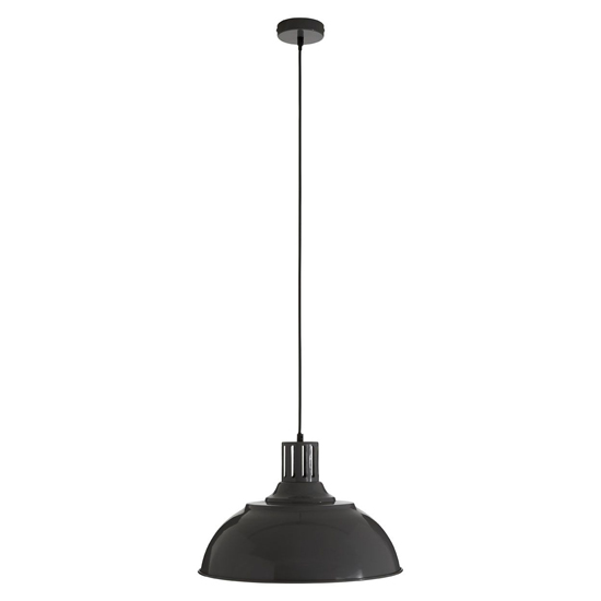 Brookon Round Metal Shade Pendant Light In Grey | Bed Sava