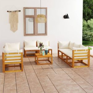 Brooks Solid Wood 9 Piece Garden Lounge Set With Cream Cushions | Bed Sava