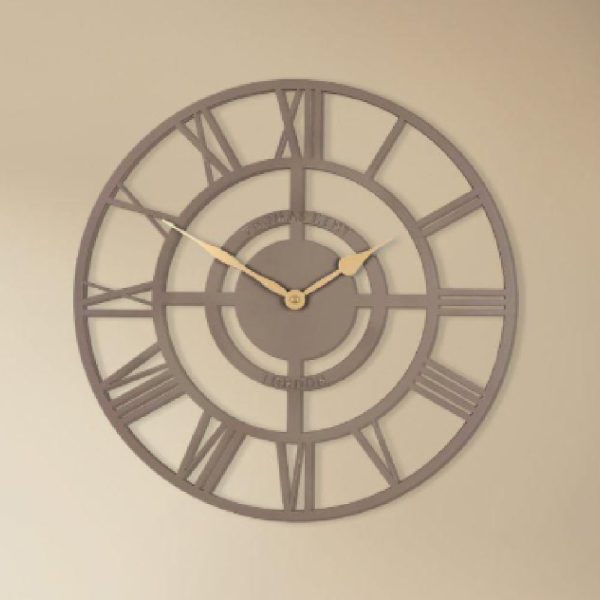 Brossard Wooden Round Wall Clock In Sparrow | Bed Sava