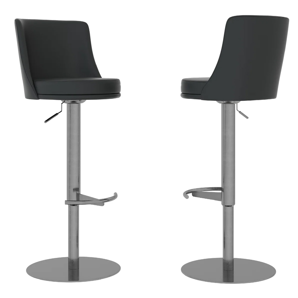 Brunswick Black Faux Leather Bar Chairs In Pair