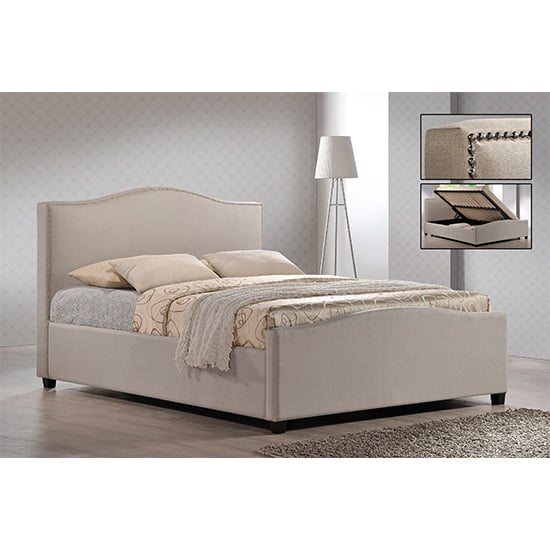Brunswick Fabric Storage Ottoman Double Bed In Sand | Bed Sava