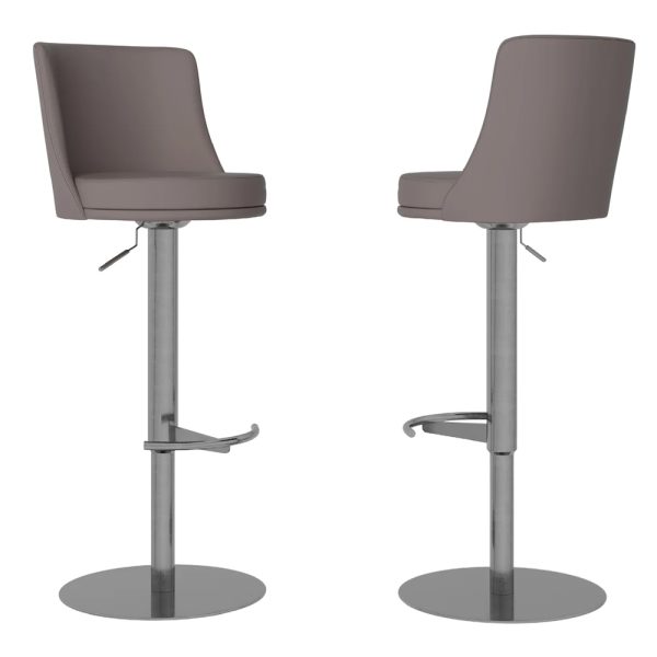 Brunswick Taupe Faux Leather Bar Chairs In Pair | Bed Sava