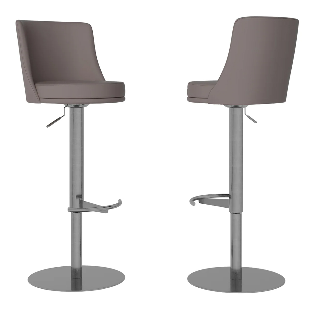 Brunswick Taupe Faux Leather Bar Chairs In Pair