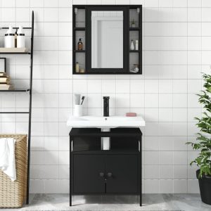 Brussels Wooden 2 Piece Bathroom Furniture Set In Black | Bed Sava