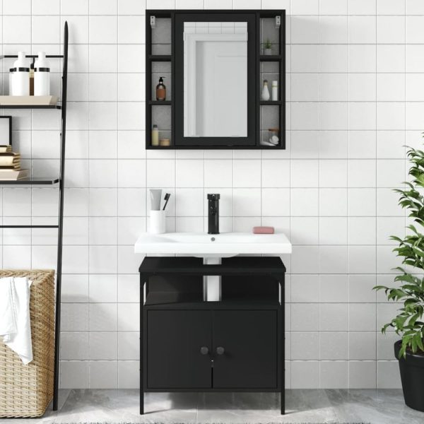 Brussels Wooden 2 Piece Bathroom Furniture Set In Black | Bed Sava
