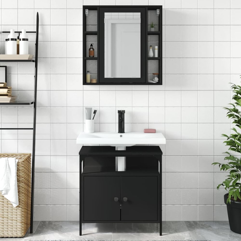 Brussels Wooden 2 Piece Bathroom Furniture Set In Black