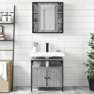 Brussels Wooden 2 Piece Bathroom Furniture Set In Grey Sonoma | Bed Sava
