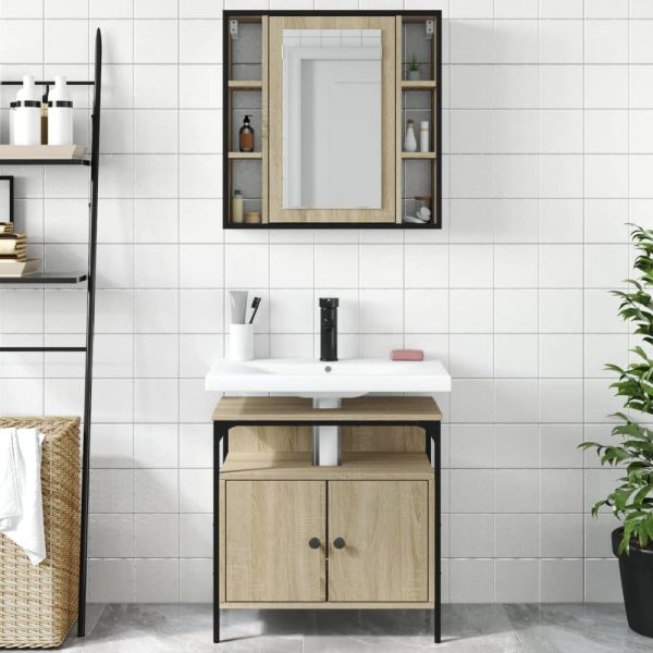 Brussels Wooden 2 Piece Bathroom Furniture Set In Sonoma Oak | Bed Sava