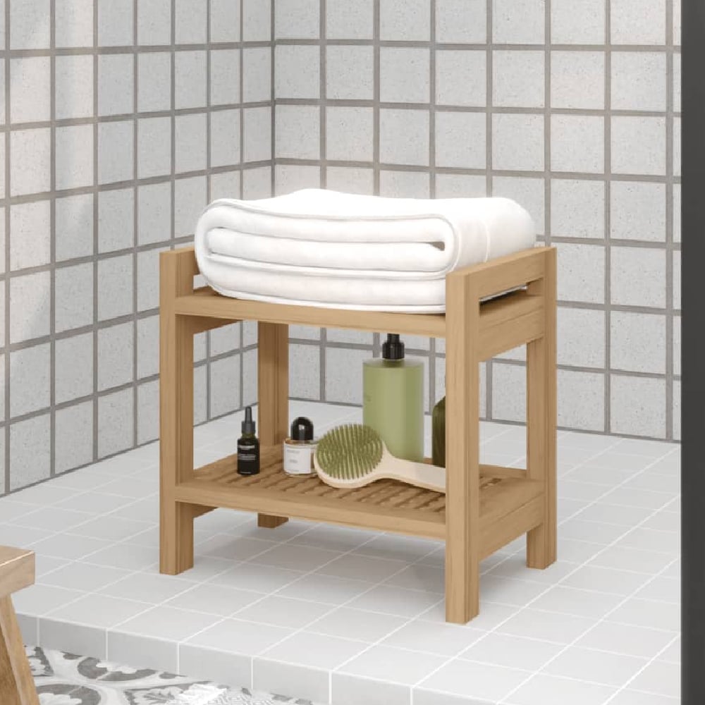 Brussels Wooden Bathroom Side Table In Teak