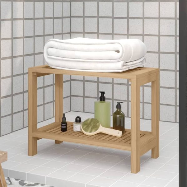 Bryan Wooden Bathroom Side Table In Teak | Bed Sava
