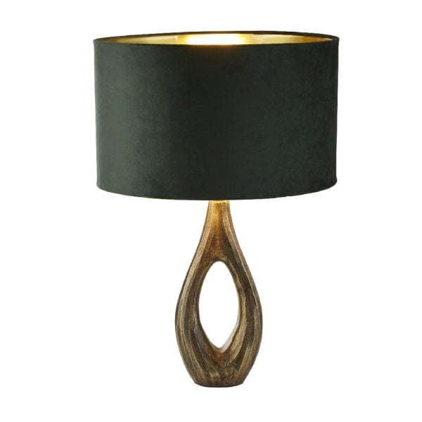 Bucklow Green Shade Lamp Table With Brass Base | Bed Sava