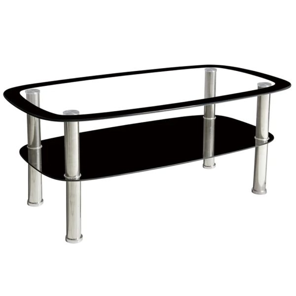 Budapest Small Glass Coffee Table In Clear And Black | Bed Sava