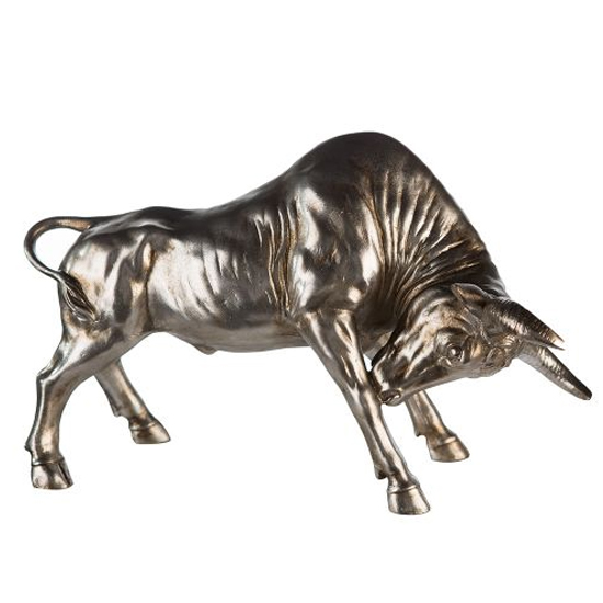 Bull Poly Sculpture In Antique Champagne | Bed Sava