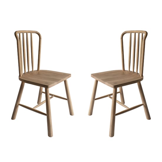 Burbank Oak Wood Dining Chairs In Pair