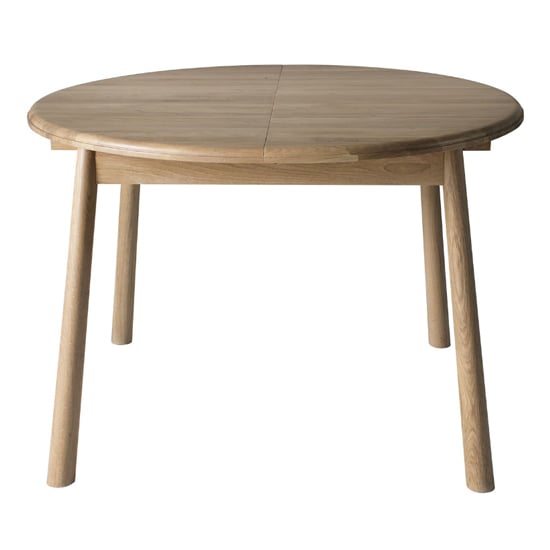 Burbank Round Extending Oak Wood Dining Table In Oak | Bed Sava