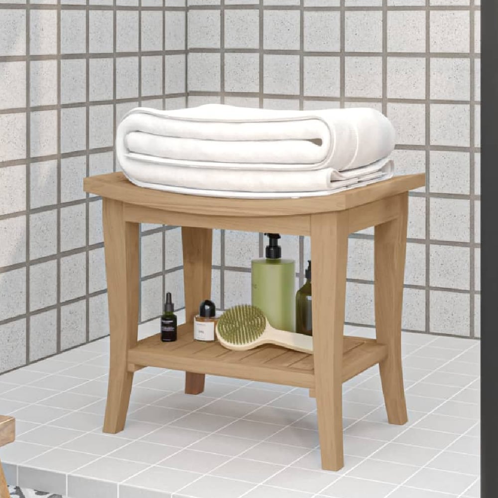 Burbank Wooden Bathroom Side Table In Teak